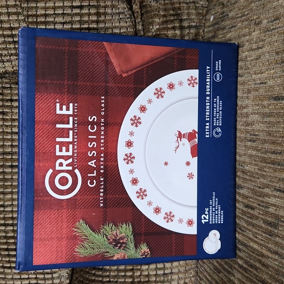 Corelle Winter Holiday Rudolph 12 Piece Dinnerware Set Christmas Winter New Year - Picture 1 of 8